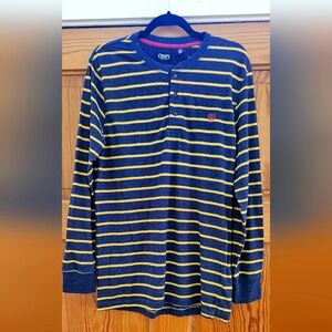 Chap's Striped Long Sleeve half button shirt Size Large